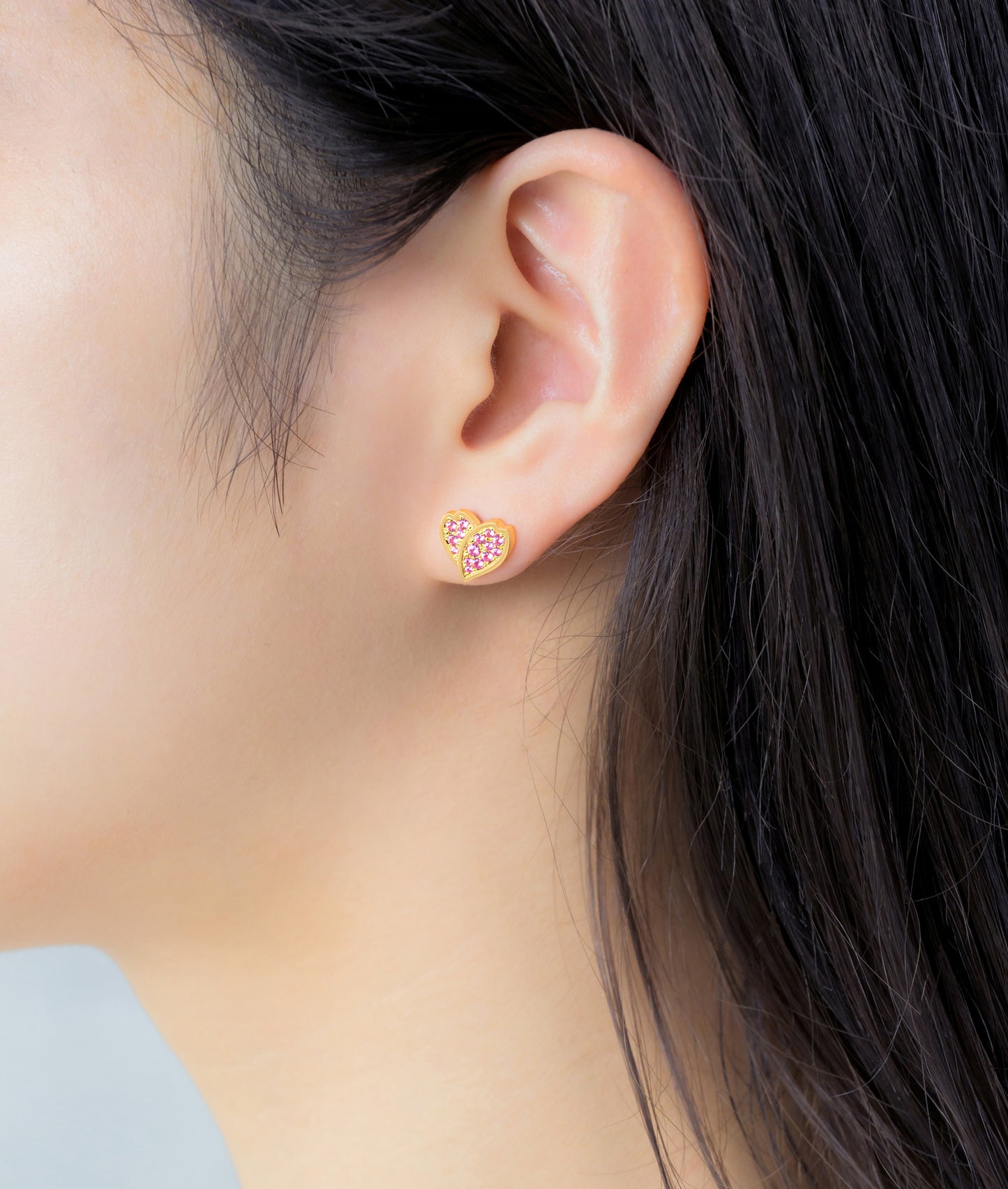 FAUNA HEART EARRINGS STUD | PINK SAPPHIRE