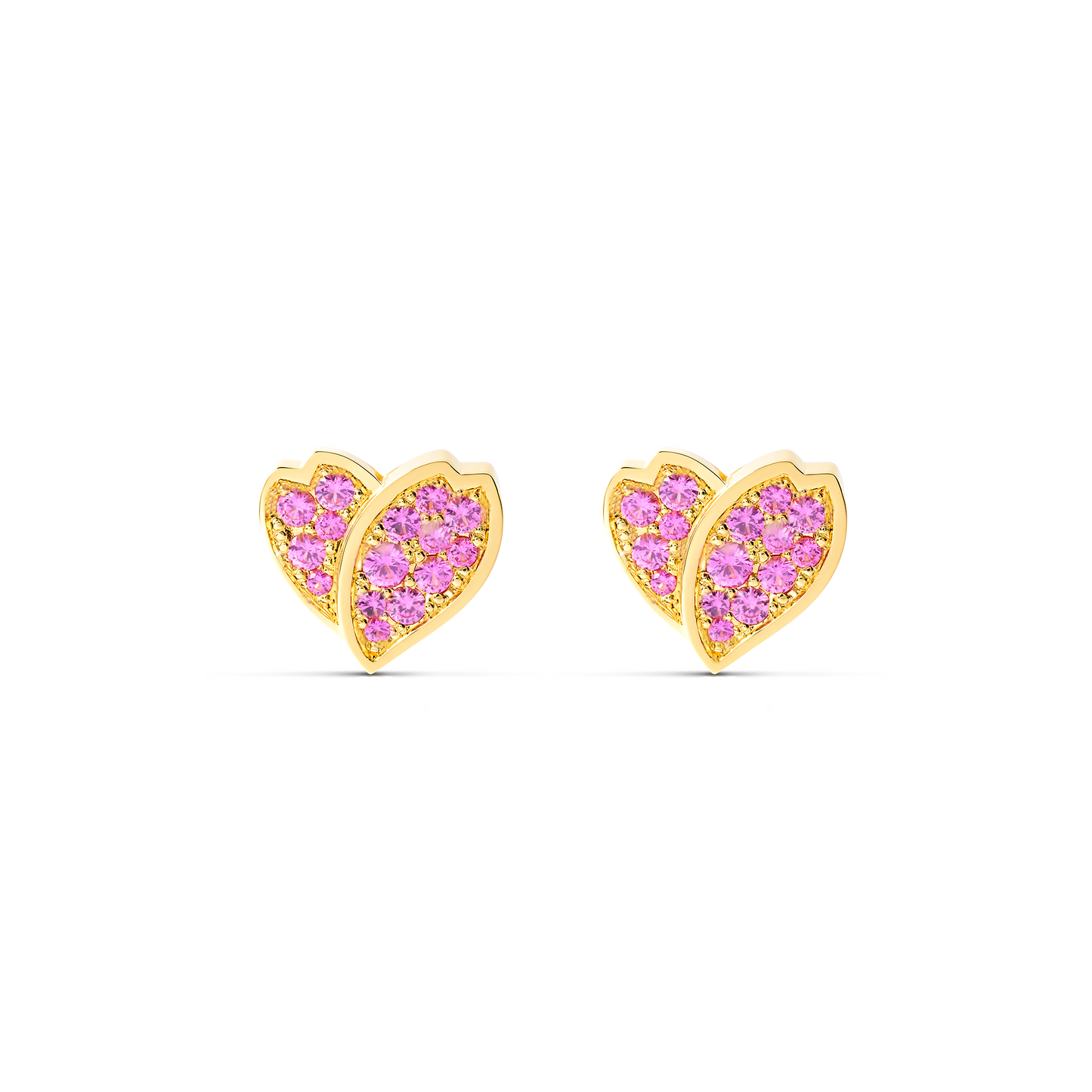 FAUNA HEART EARRINGS STUD | PINK SAPPHIRE