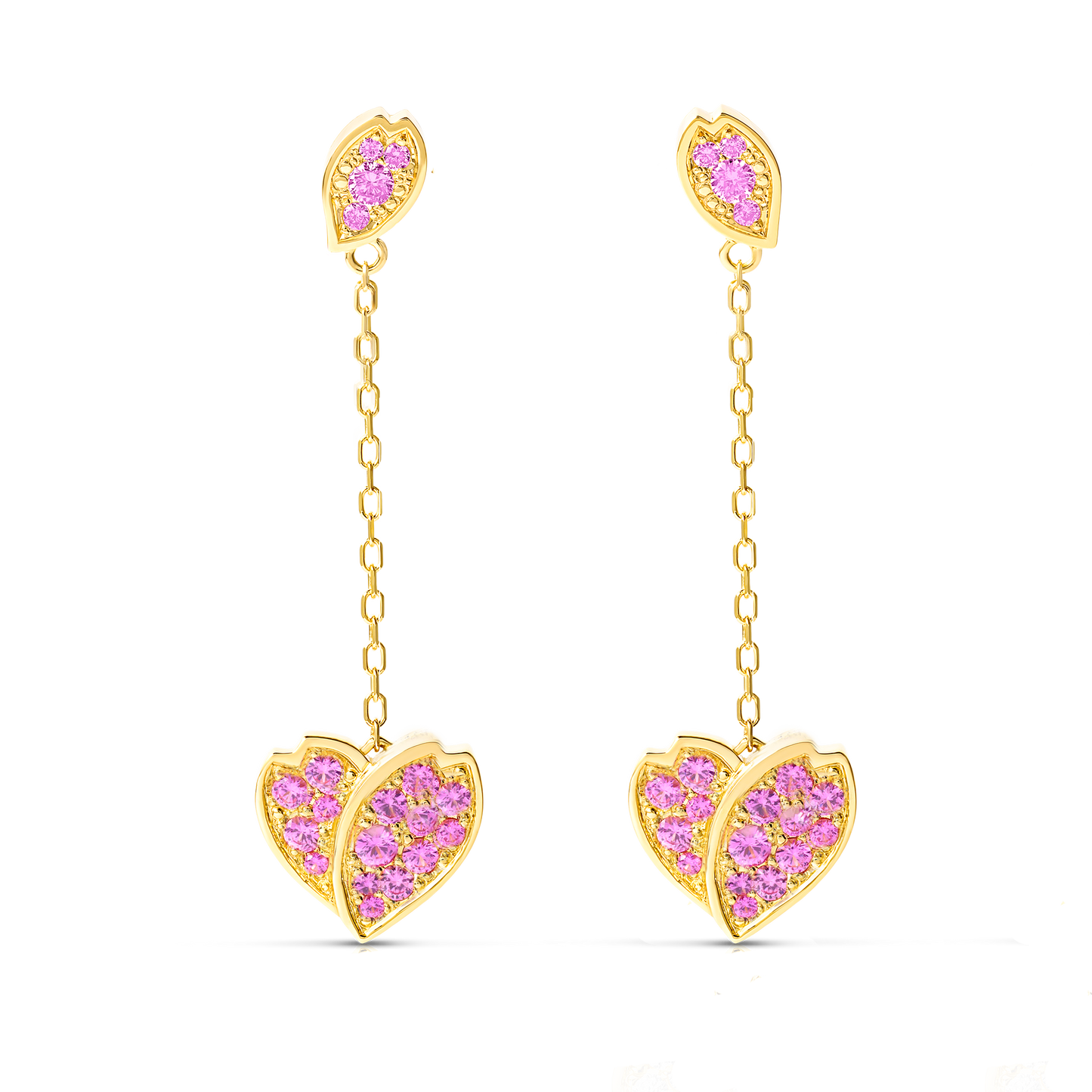 FAUNA HEART EARRINGS DANCE OF PETAL | PINK SAPPHIRE